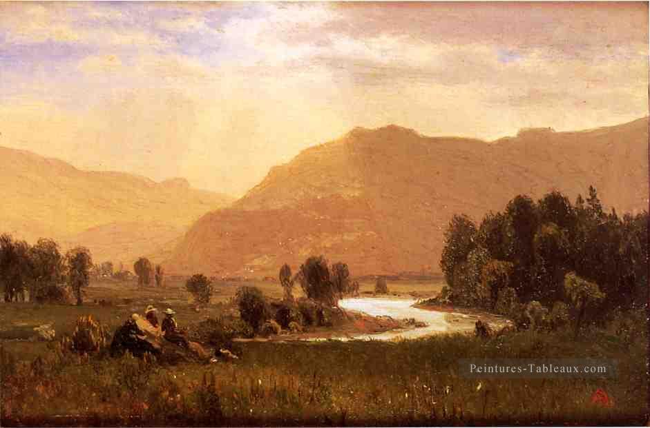 Figures dans un fleuve Hudson Paysage Albert Bierstadt Peintures à l'huile